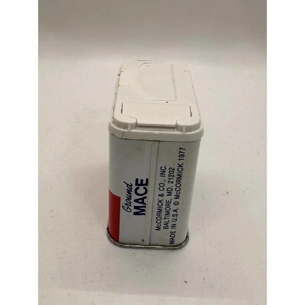 Vintage‎ Schilling Ground Mace Spice Tin Metal Can White Lid McCormick 1.12 Oz
